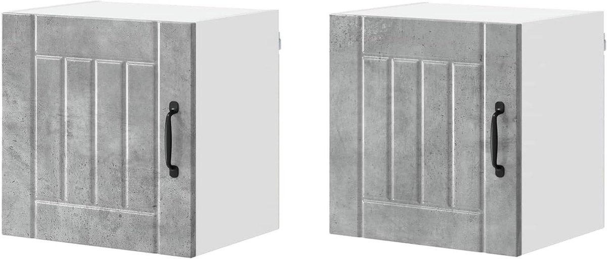 Keukenkast Set - Wandkast Bovenkast - Keuken Opbergen - Strak Minimalistisch Design - 40 x 31 x 40 cm - Betongrijs