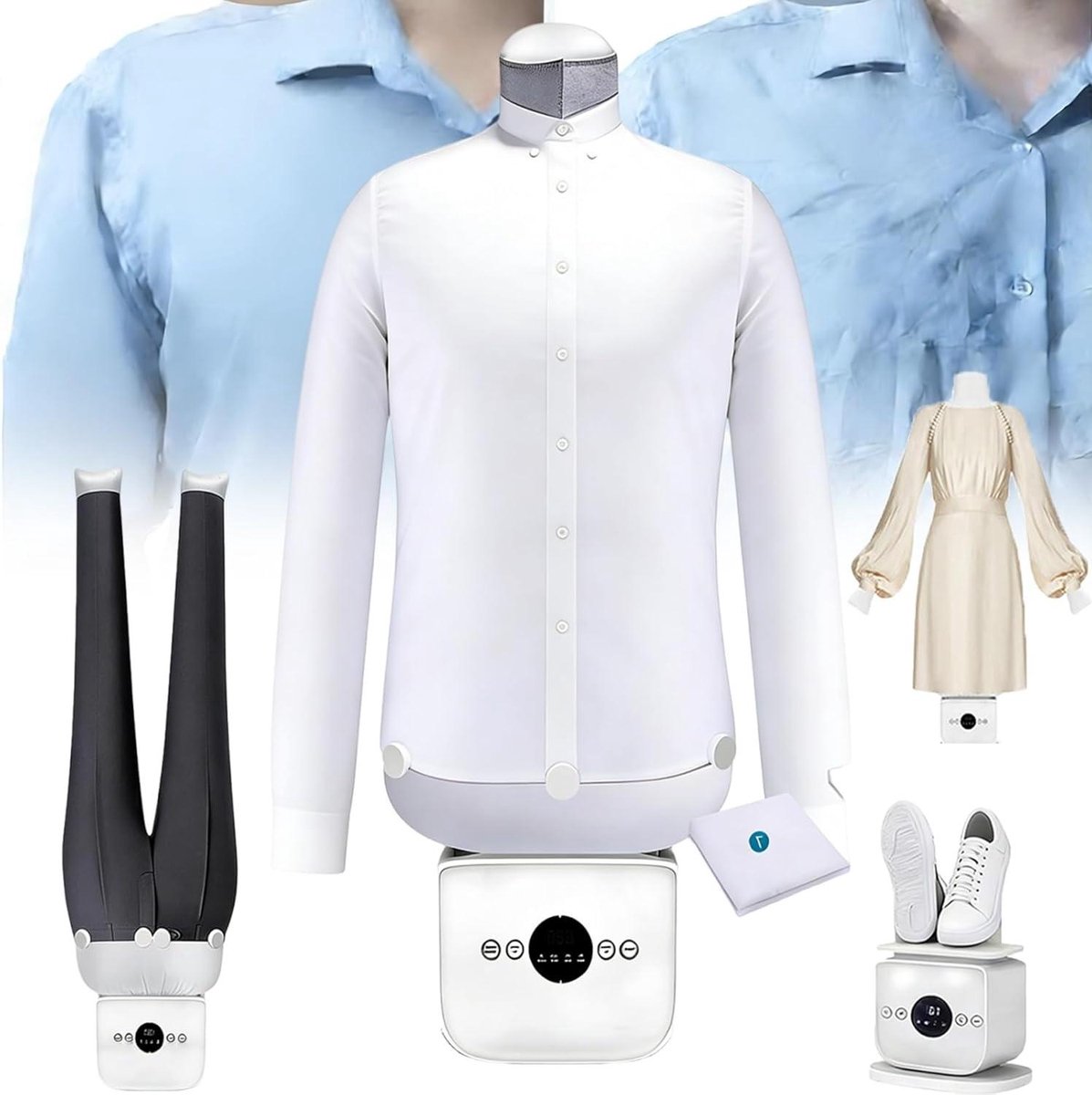 Automatisch Strijkapparaat - Hemdstrijker Broekpers - Kreukvrije Kleding Maken - All-in-One Drogen Geuren - 1100 W - Wit