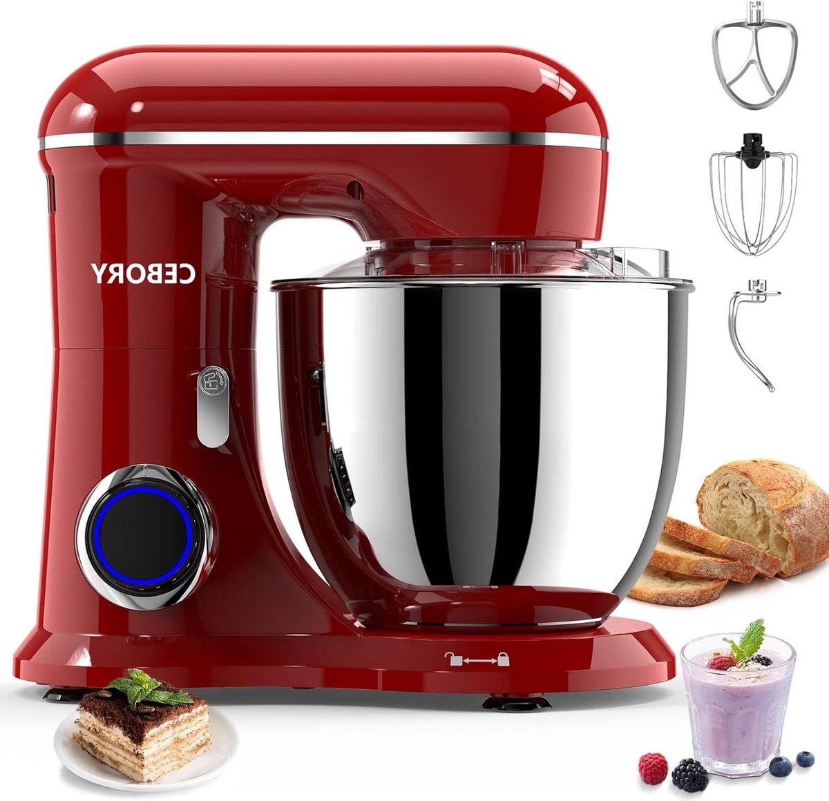 Keukenmachine - Mixer - Bakken en Koken - 10 Snelheden - 6.5 Liter - Rood