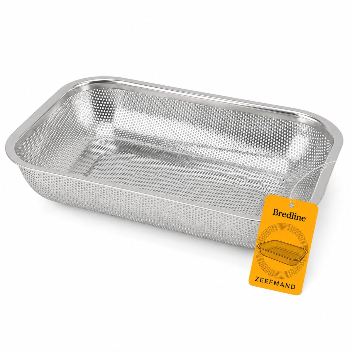 Bredline - RVS Vergiet Zeef – Geperforeerde Uitlekbak – Afdruipbak – Rechthoekig – 36 × 27 × 6 cm - Horeca en Keuken - XL