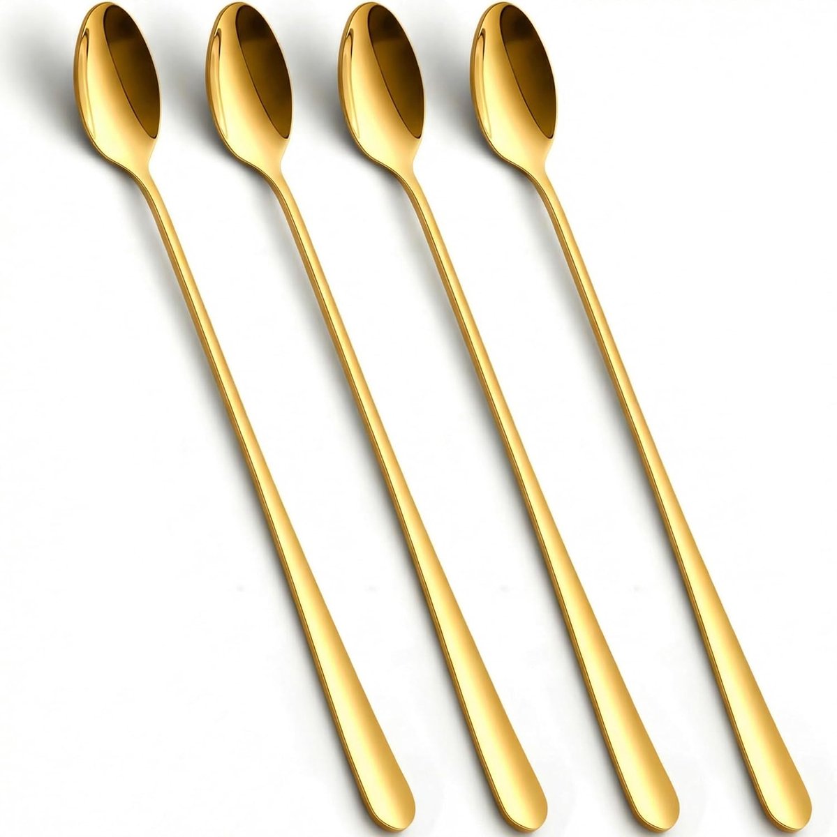 Ijstheelepels 20 cm - satijnen stalen roerlepels - set van 4 - perfect voor melkthee en cocktails - SnelShoppen