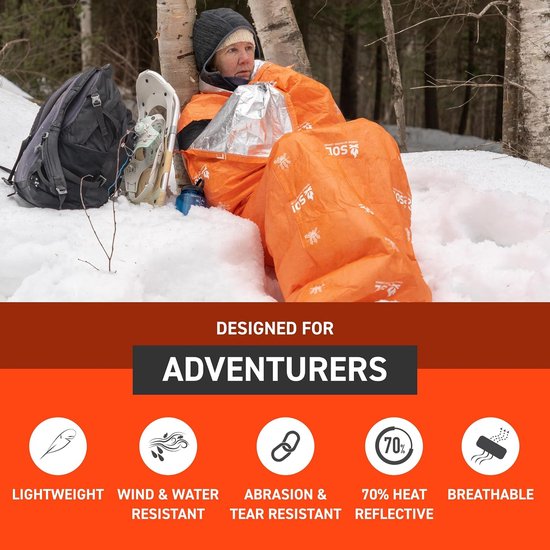 Nooddeken - Bivakzak - Outdoor Overleven - Reflecteert warmte - 1-persoons - Oranje — afbeelding 4