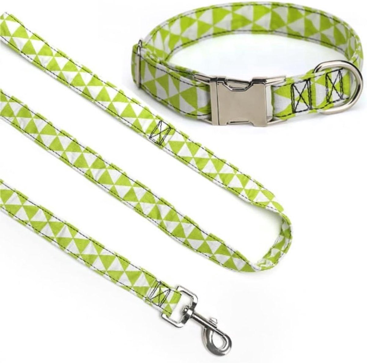 Hondenriem en Halsband - Lijnenset Puppy - Actieve Hondentraining - Verstelbaar en Comfortabel - 2.0*50cm - Groen