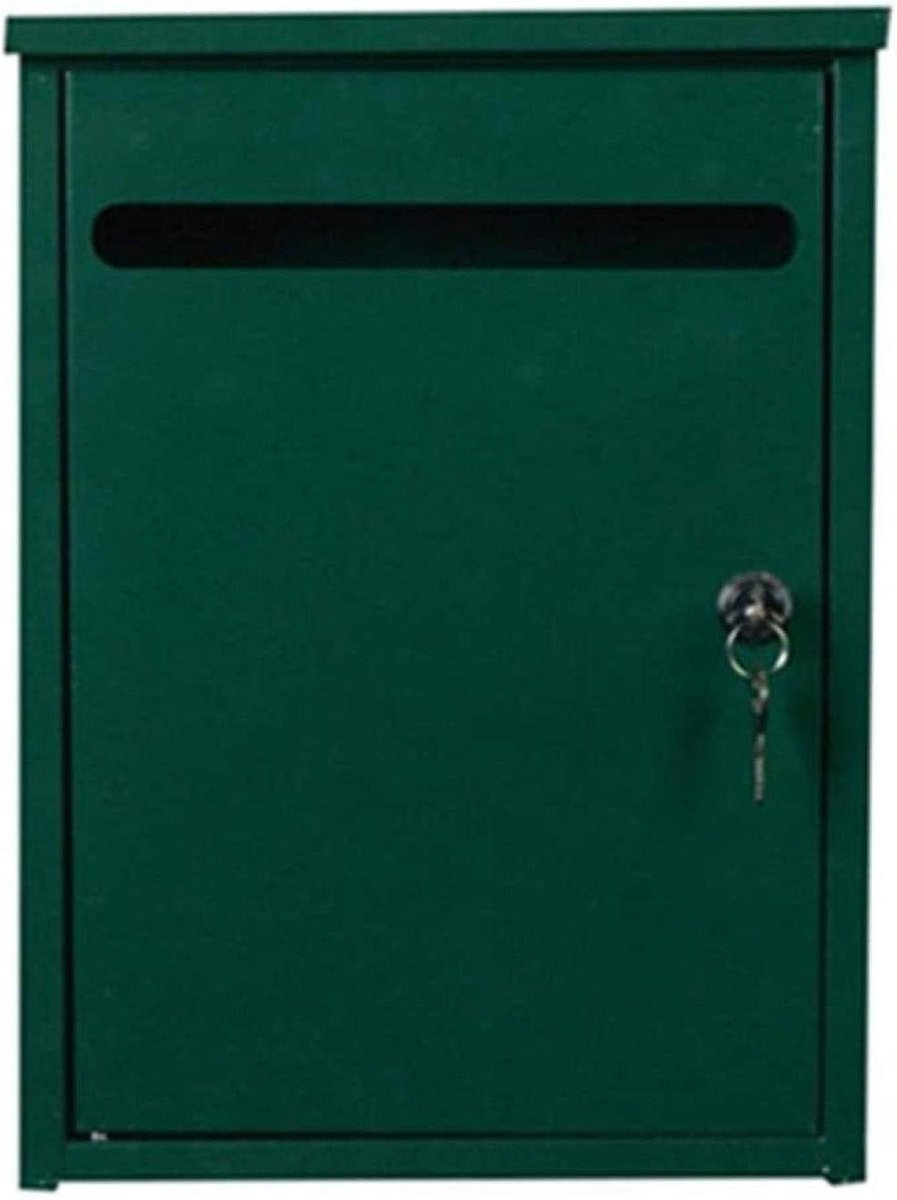 Brievenbus Buiten - Postbus Muurmontage - Veilig Post Ontvangen - Afsluitbaar Met Sleutel - 26x10x36cm - Legergroen