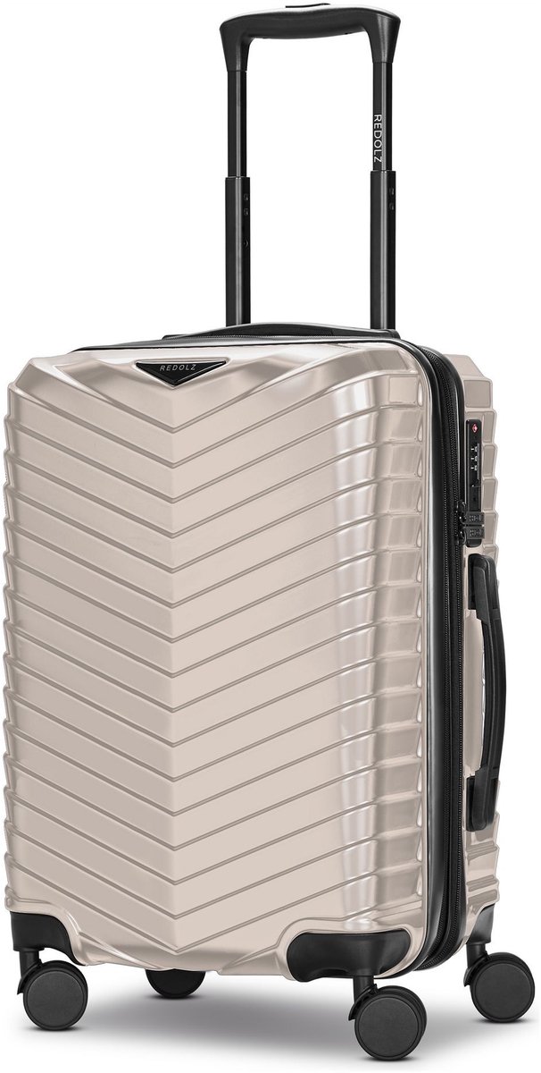 Redolz Essentials 18 2.0 4 wielen Cabinewagen S 55 cm met uitbreidingsplooi - Harde bagage - TSA slot - metallic-greige shiny