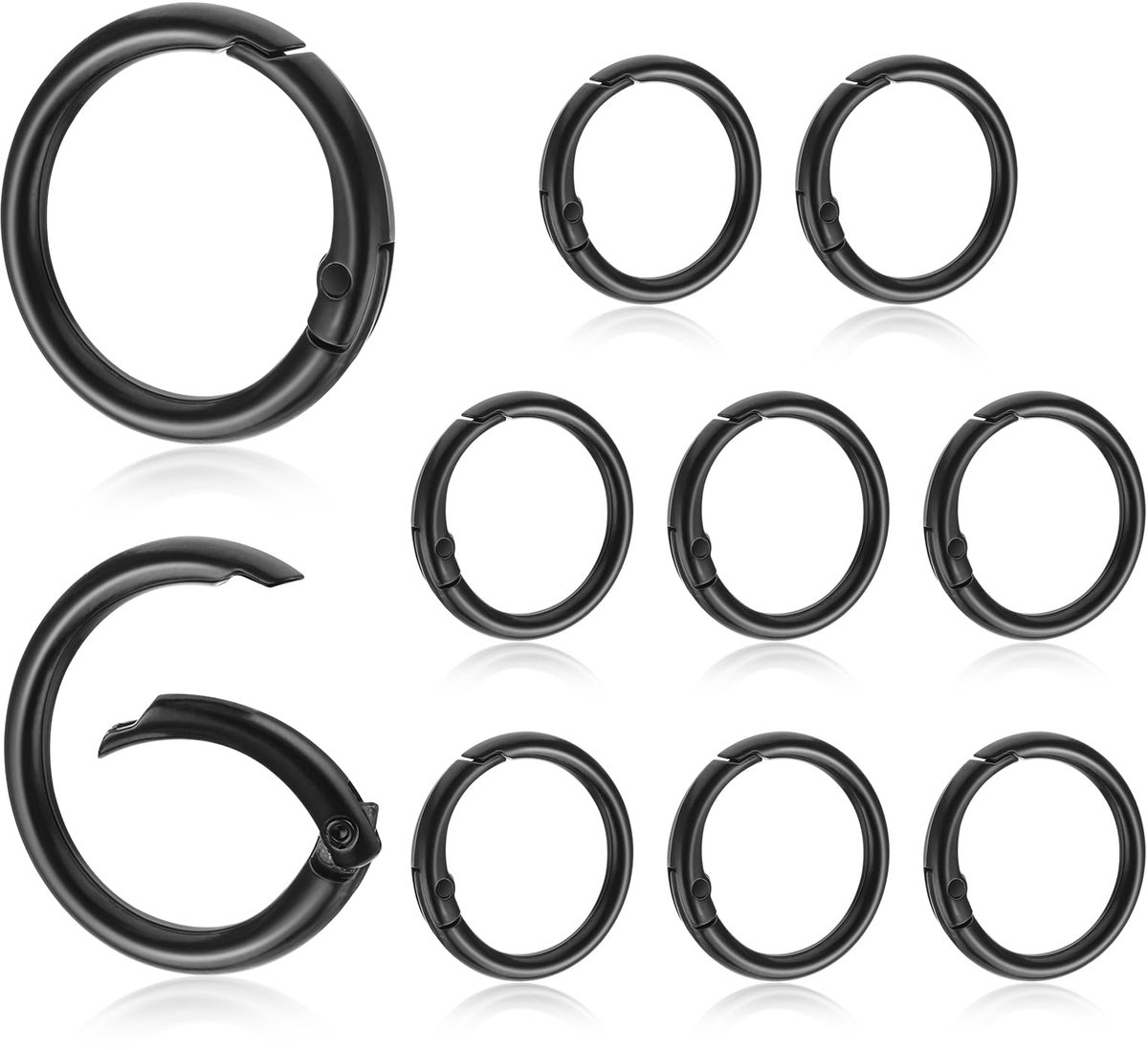 10 stuks ronde karabijnringen, O-ring, clip, sleutelhangers, metalen ronde veersplitringen, ronde karabijnhaken, snap voor sleutelringen, gesp, tassen, portemonnees (Gunmetal, 25 mm)
