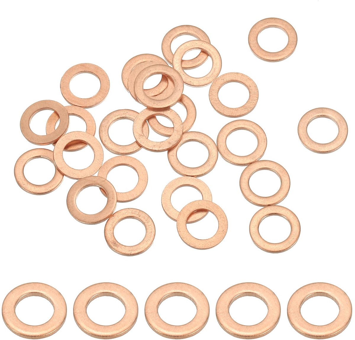 M6 Koperafdichtring, 25 stuks 6 mm ID 10 mm OD 1 mm dikte metrische platte afdichting Crush-sluitring voor schroefbouten olieaftap