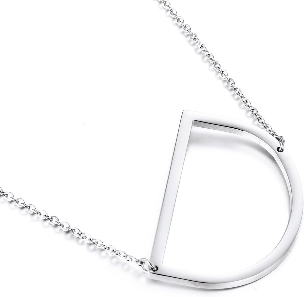 Vrouwen roestvrij staal zijwaarts eerste brief ketting Choker ketting gepersonaliseerde alfabet hanger, Metaal, Metaal