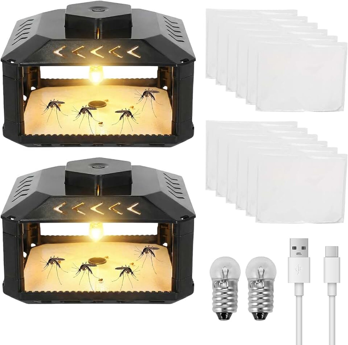 Vlooienval voor woning, 2 stuks led-vlooienlichtval, omnidirectionele vlooienval lamp voor woonkamer, slaapkamer, kinderkamer, keuken, vlooienluis