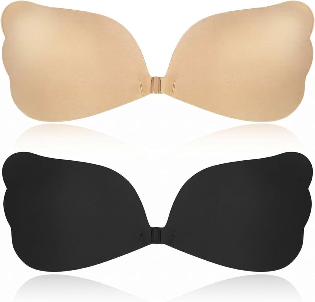Plak-bh’s Onzichtbare beha, 2-delig, strapless beha, push-up tepelbedekkers, herbruikbaar, ademend voor meisjes en dames, tape voor feestjurken, zelfklevende beha voor dames
