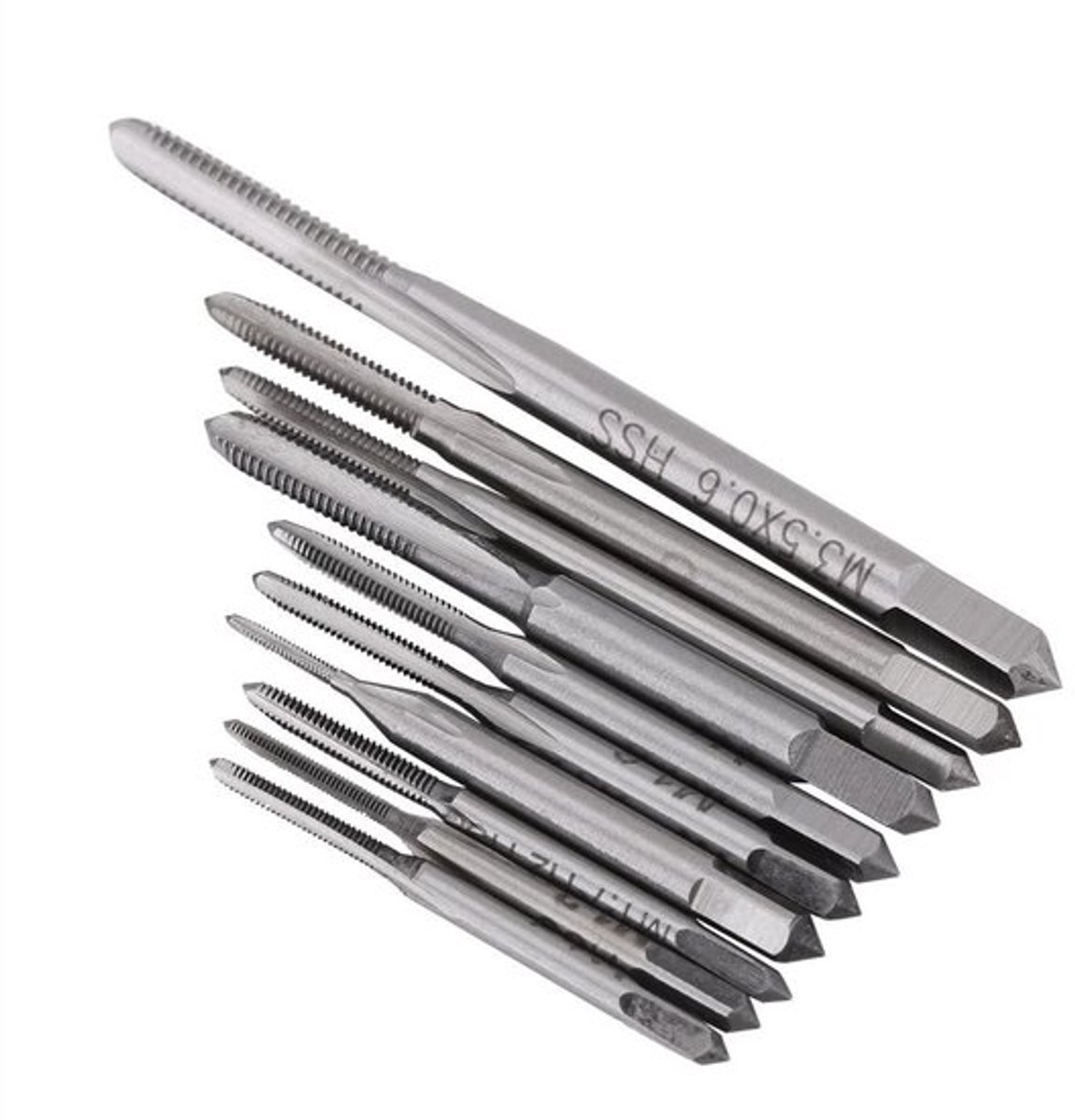 Tap Boren Set 10 Stuks - Handkranen - Snelstaal - M1 tot M3.5 - Hittebestendig - Duurzaam en slijtvast - Schroefdraadkranen