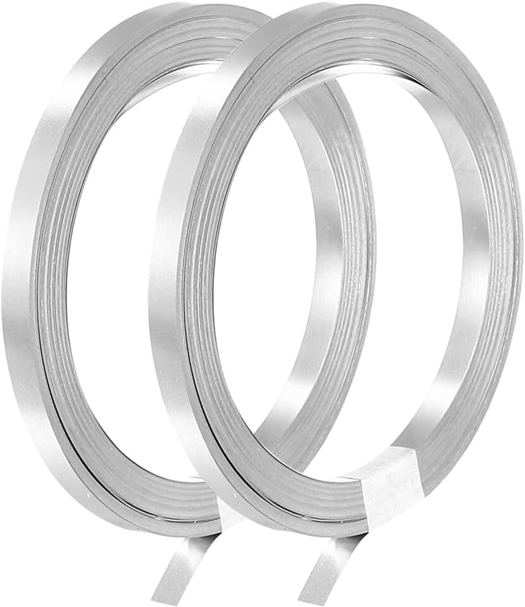 2 rollen 10 meter vernikkelde stalen band, verbindingsplaat stalen band voor batterij- & puntlassen, 4x0,1 mm (BxD)