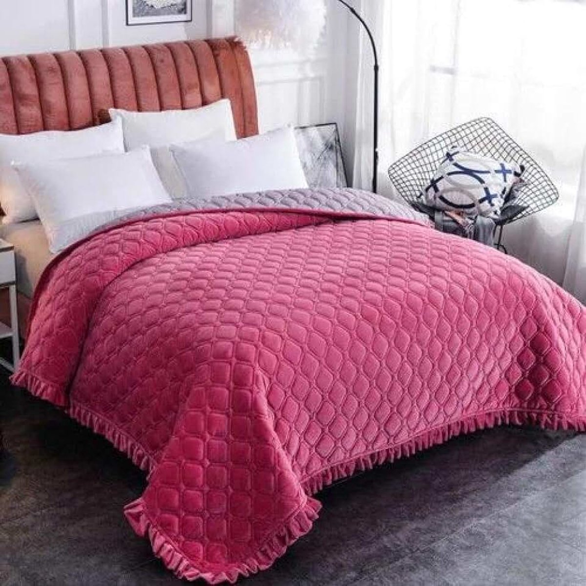 Fleece werpdekens Reisformaat - Superzachte donzige warme stevige bedspreien voor bank Microfiber deken -rode bonen pasta_200 * 230 cm