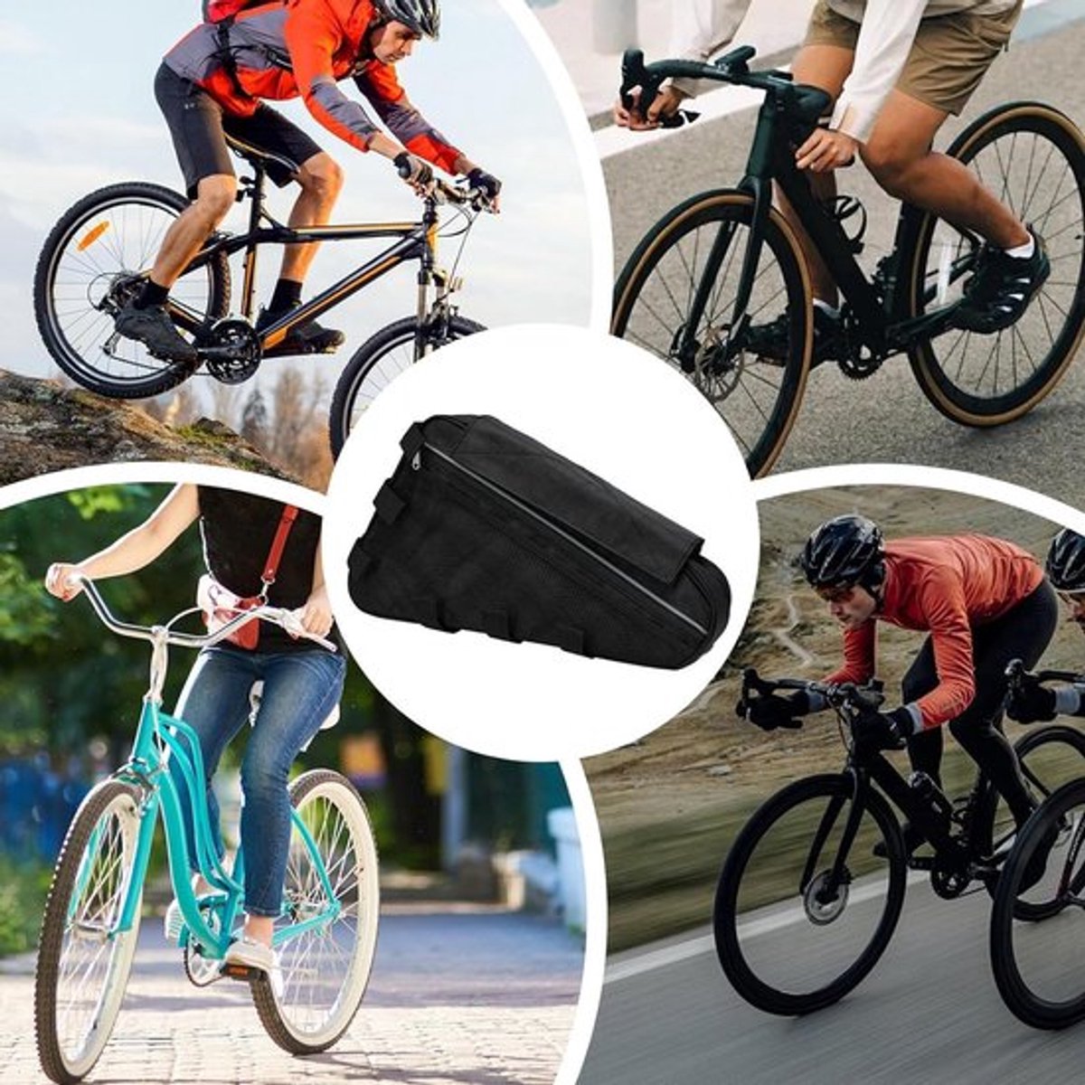Mountainbiketas - Fietstas Frame - Fietsen Opbergen - Waterdichte Nylon - 39.9 x 30.1 x 11.1 cm - Zwart