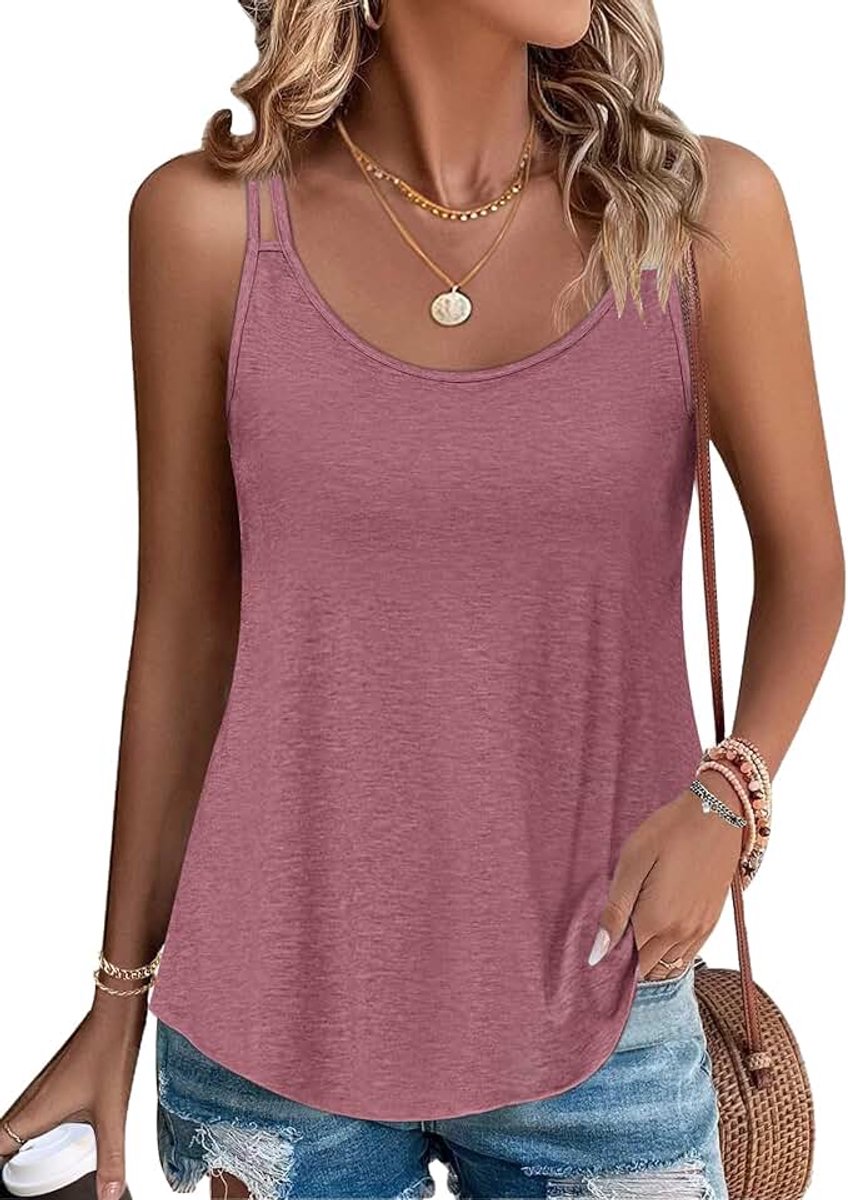 Mouwloze Top voor Dames Zomer Seizoen Dunne Bandjes Ronde Halslijn en Blouse Stijl