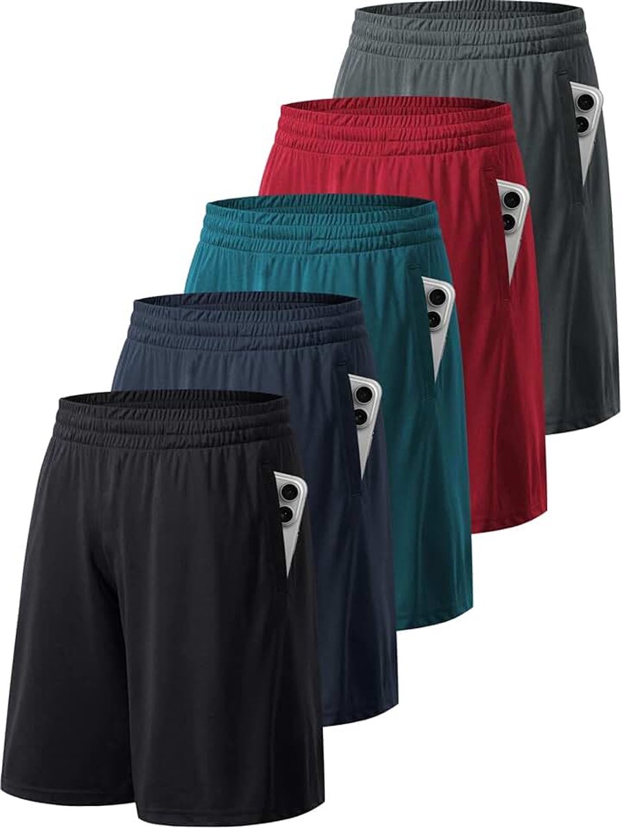 Shorts voor heren,atletische shorts met zakken en elastische tailleband, sportbroek voor heren, sneldrogende luchtdoorlatend trainingshorts, hardloopbroek
