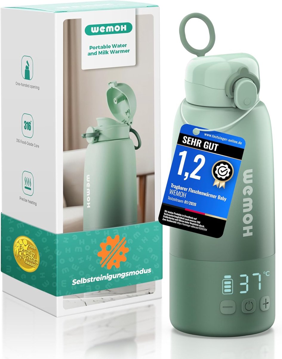 Flesverwarmer Draagbaar met Zelfreiniging Babyfles Verwarmer 450 ml Snelle Verwarming Accu LED Temperatuurregeling Onderweg