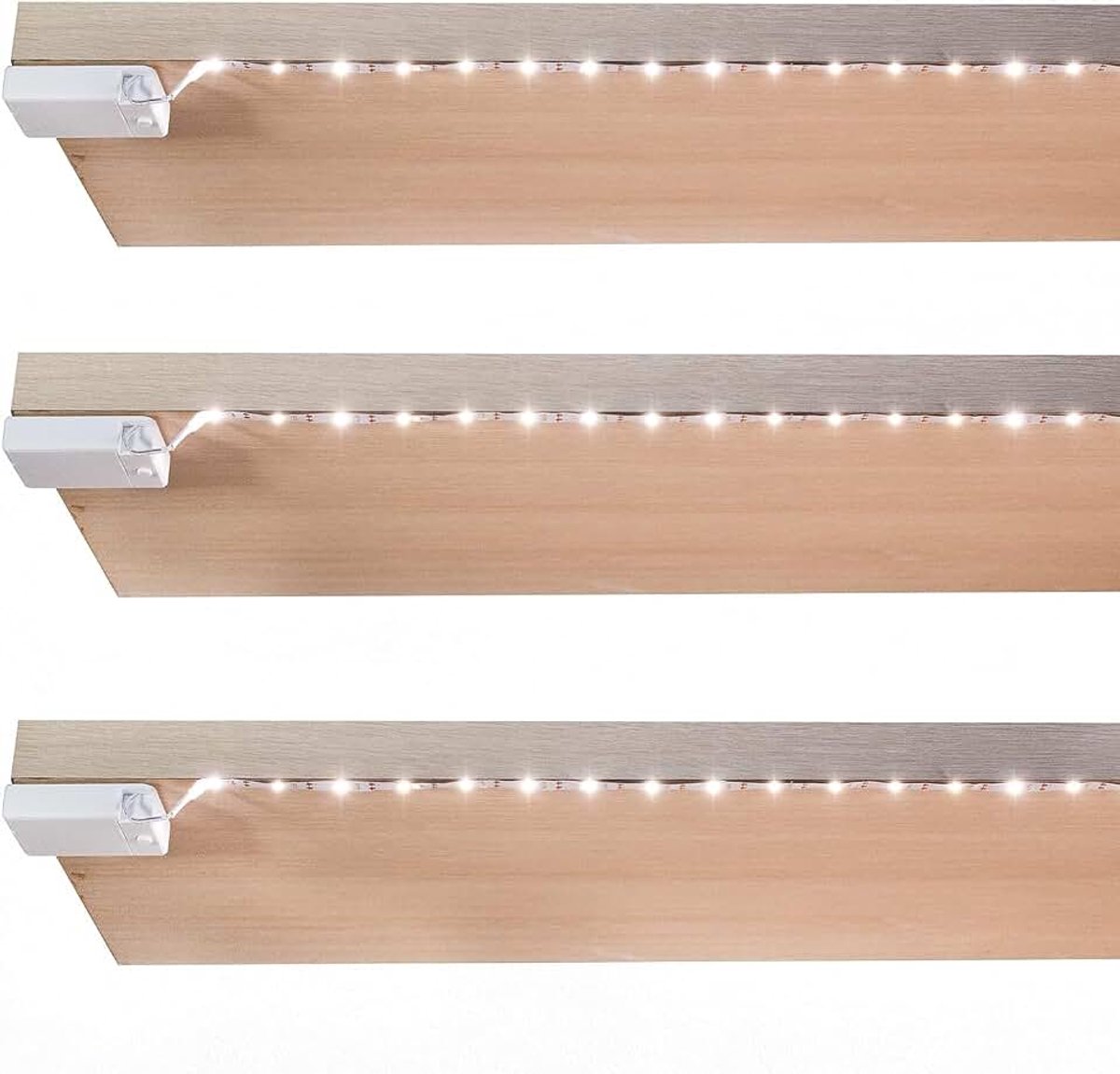 Batterij gevoed onder kastverlichting, draadloze LED strip verlichting voor keuken onder kast planken onder teller, kast, draadloze kliklamp, 1m x 3 pack neutraal wit 4000K