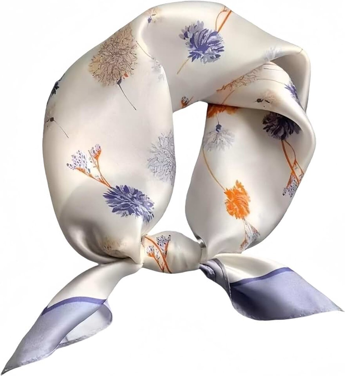 Damessjaal van kunstzijde, bloemenprint, elegant accessoire, vierkant, 70 x 70 cm