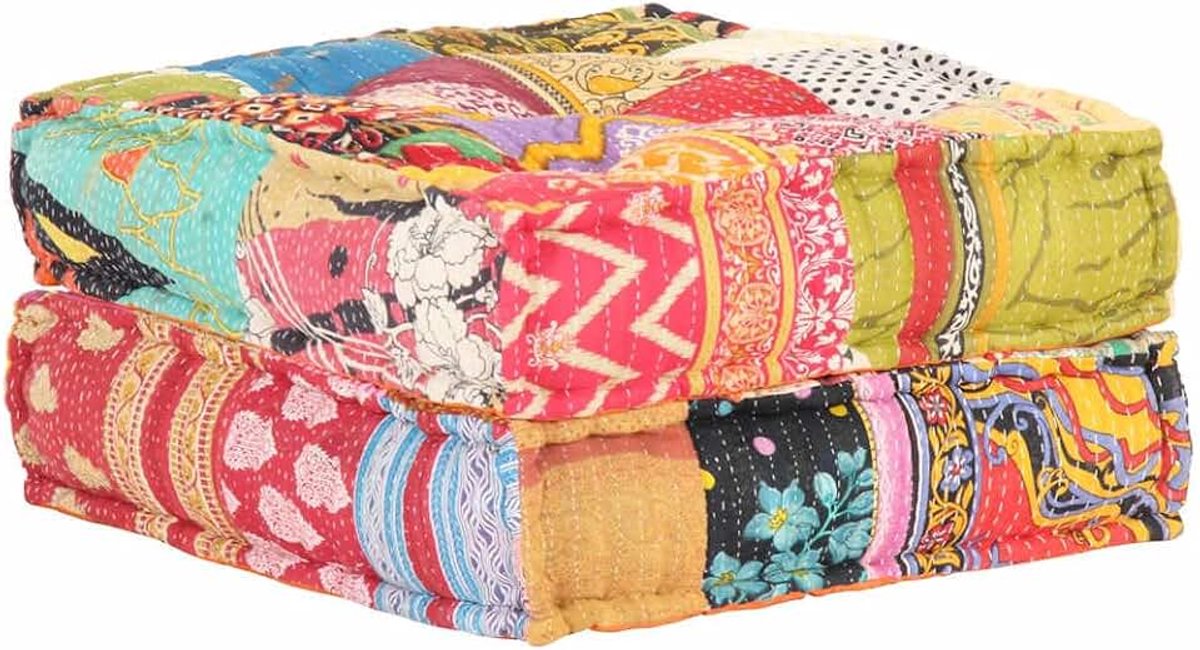 Stoffen poef, 60 x 70 x 36 cm, zachte zitpoef, voetensteun, bankkussen, converteerbaar, uniek design, veelzijdig gebruik, hoog draagvermogen