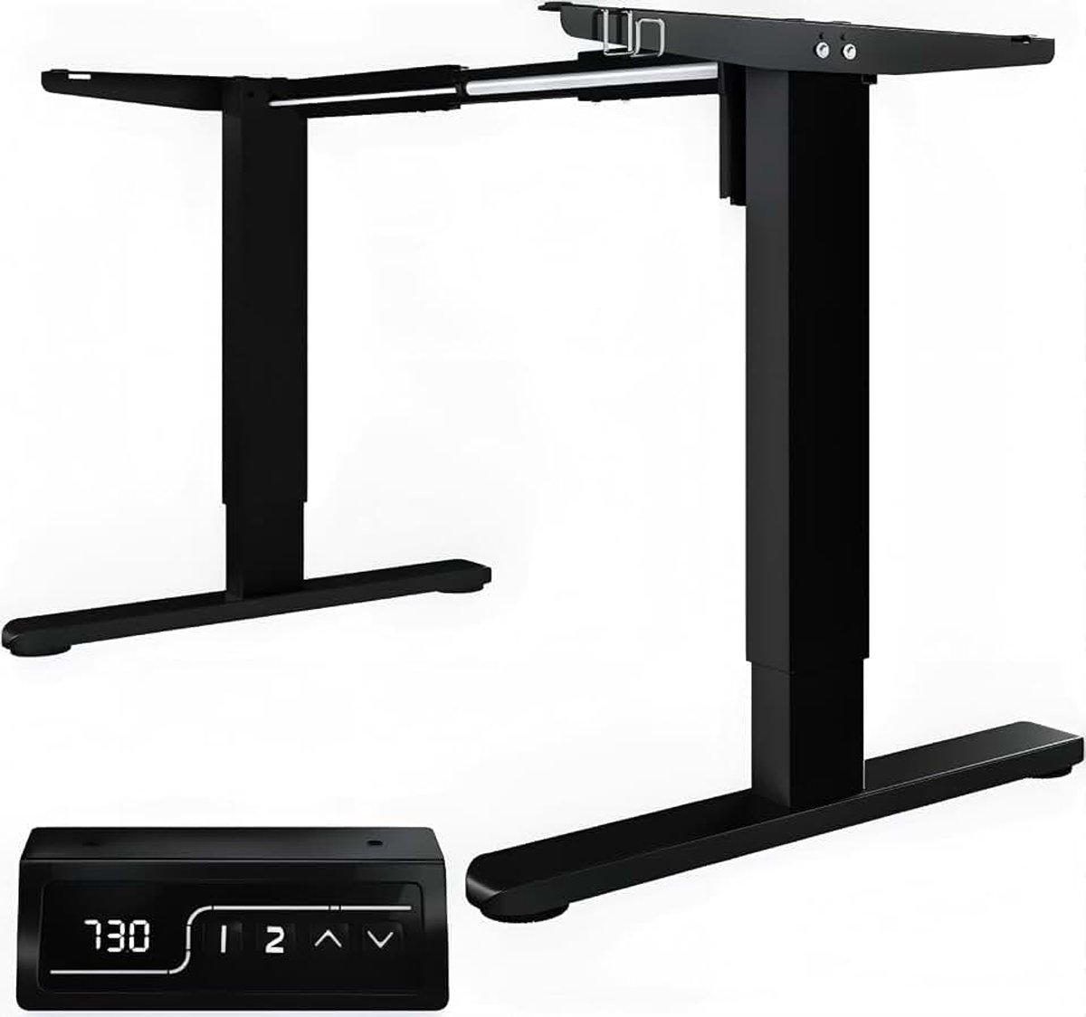 Elektrisch Staand Bureau, In Hoogte Verstelbaar Bureau met 3 Geheugenknoppen en Multifunctioneel Bedieningspaneel，Desk Frame (Zwart)