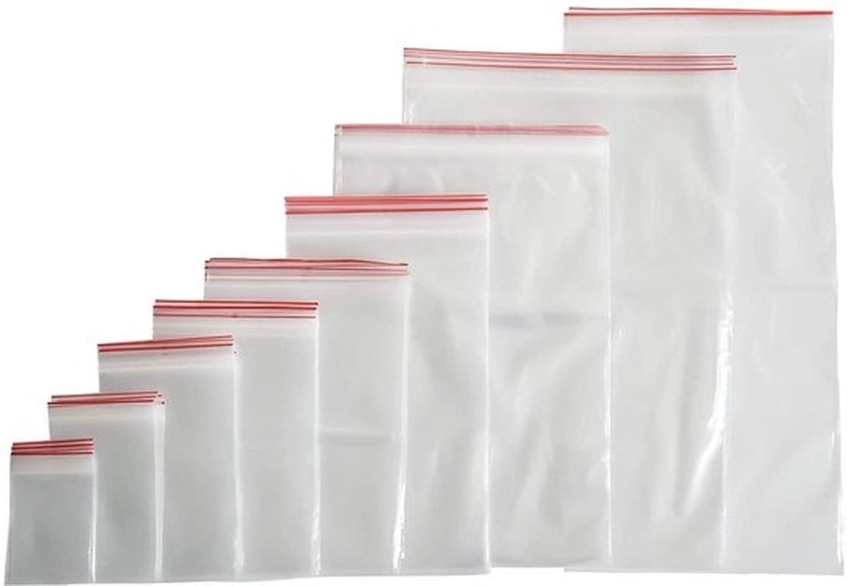 Transparante zip-sluiting zakken - 100 stuks - geschikt voor levensmiddelen - polyethyleen