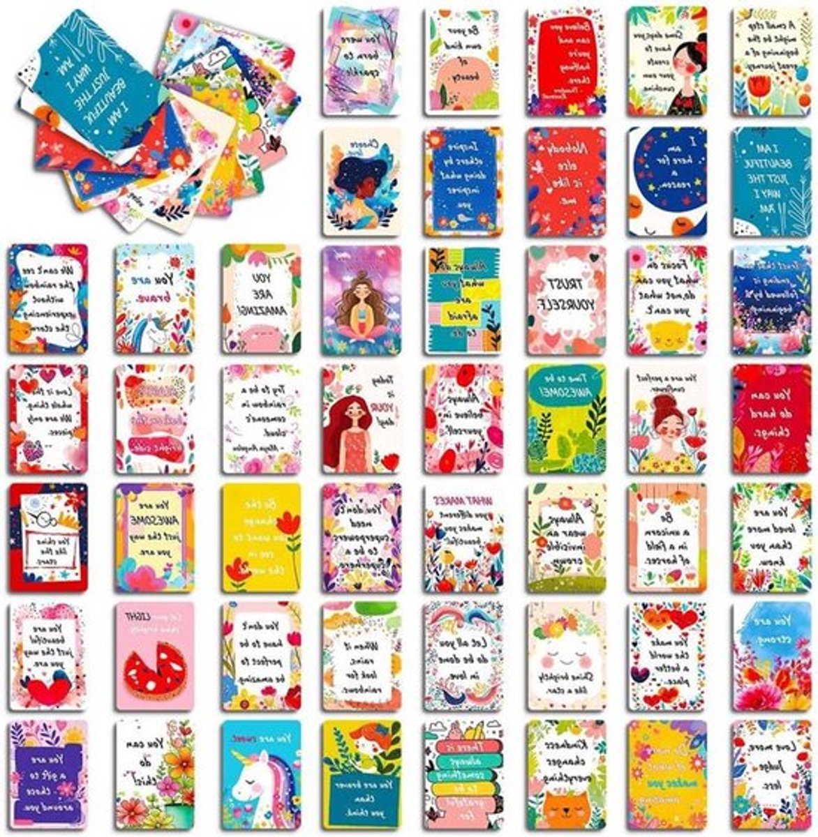 - Inspirerende Citaatkaarten - Motiverende Citaatkaarten - Aanmoedigingskaarten - Mensen - 50 Stuks - Visitekaartformaat - Vriendelijkheid - Deck