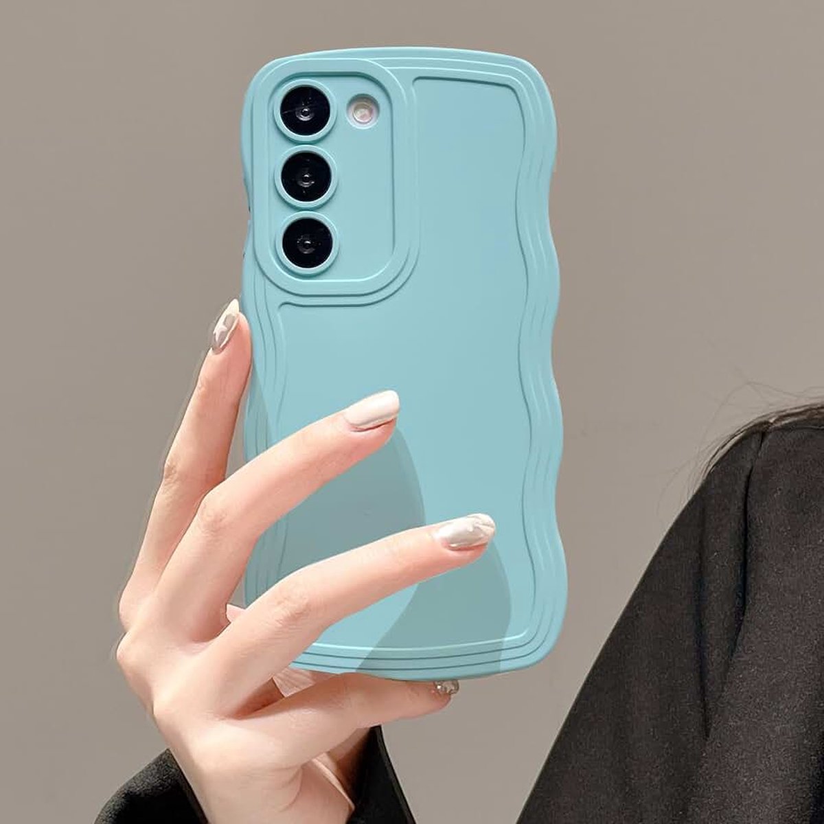 Hoes voor Samsung Galaxy A54 5G, Schattige Golvende Golven Framevorm Siliconen Telefoonhoes Ultra Dunne Stoßfeste Beschermhoes Slim Fit Zachte TPU Bumper Cover voor Vrouwen Meisjes, Mint Groen