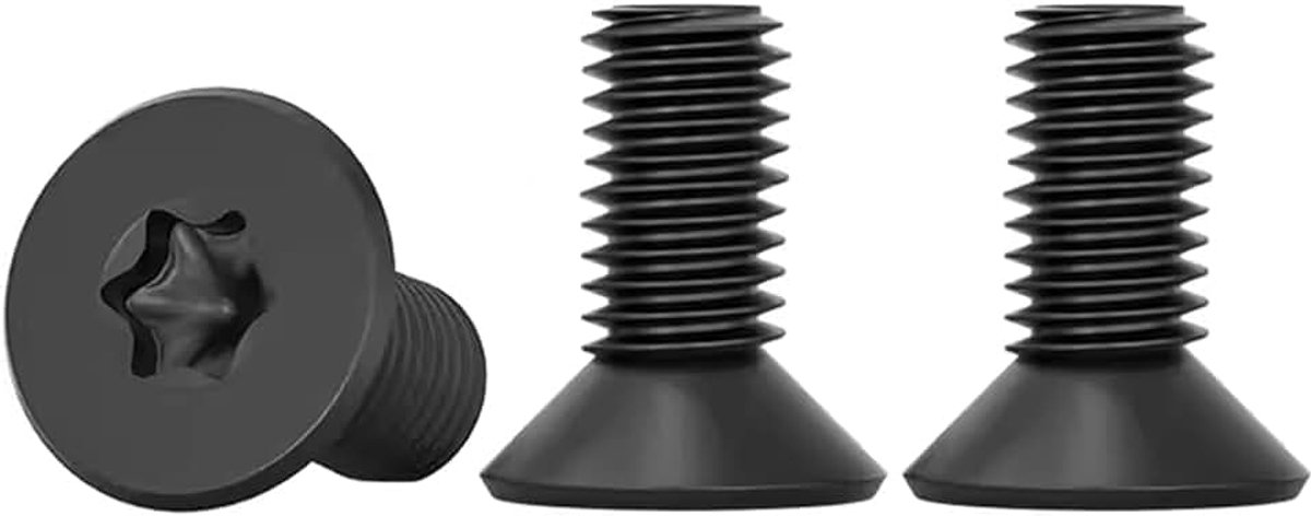 Verzonken kopschroeven, torx, 20 stuks, M4 x 12 mm, zwart, roestvrij staal, A2 V2A, machineschroeven, standaard Quincunx verzonken kop, schroeven met volledige schroefdraad voor