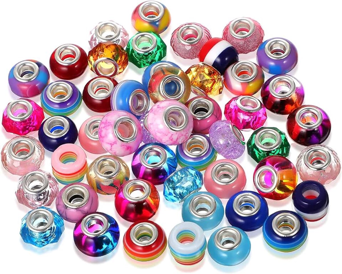 Kralen om te rijgen, 5 mm opening, retro tie-dye glazen kralen, kleurrijke ronde kralen, knutselkralen voor het maken van sieraden, halskettingen, armbanden