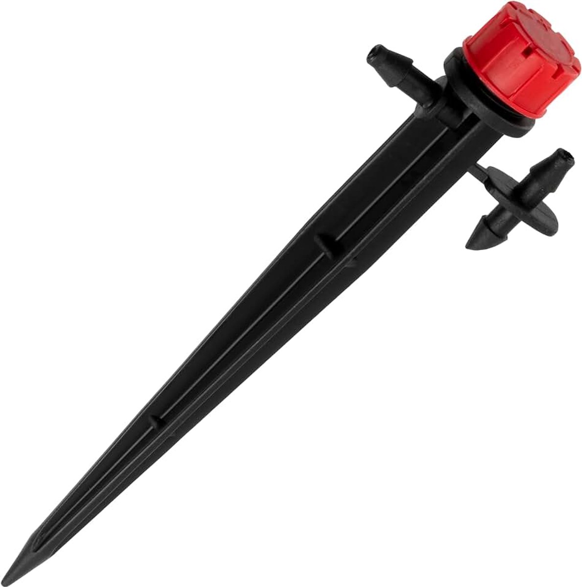 - Set van 5 verstelbare irrigatiedruppelaars op pin met afneembare connector, debiet 0-70 l/u voor microbuis Ø6 mm, 360° dekking - druppelaar emitter - van kunststof