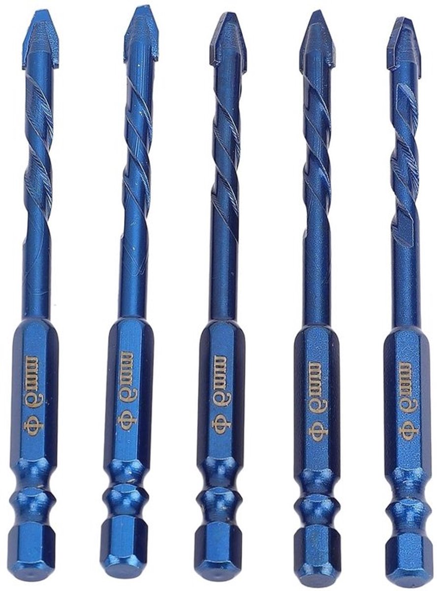 Professionele 5-delige Excentrische Boor Set voor Beton, Cement en Hout met Bevel Hoofd en 1/4 Inch Hex Shank