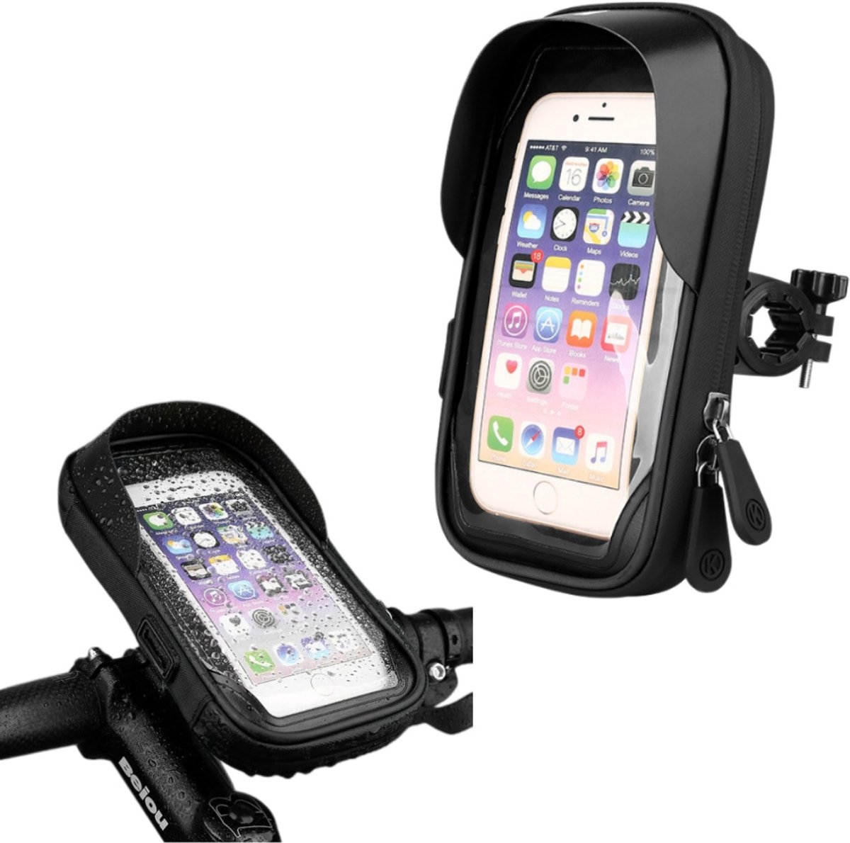 1 stuk - Waterdichte fietstelefoonhouder - Stuurtas met ritssluiting - Telefoontas voor touchscreen - Waterdichte fietstas voor op het frame - voor telefoons kleiner dan 6,4 inch - Past op sturen met een diameter van 1,8 cm tot 3 cm - Zwart