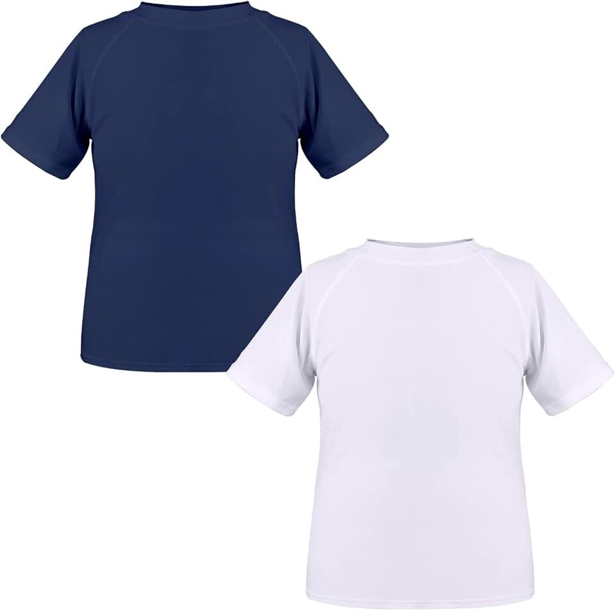 2 Stuks UV-shirt voor Kinderen Korte Mouwen Zwemshirt voor Jongens Sneldrogend UPF 50+ Zonbescherming Rashguard T-Shirt 5-14 jaar