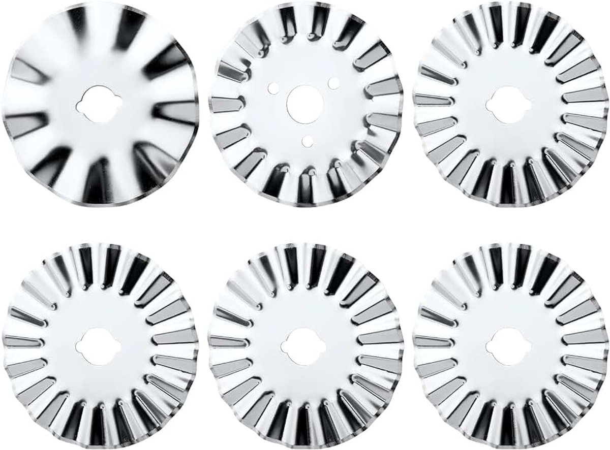 6st 45mm Pinking Rotary Cutter Blades, Wave Rotary Cutter Blades Rotary Cutter Vervangende Blades voor Stof voor Quilten Naaiwerk Handwerk