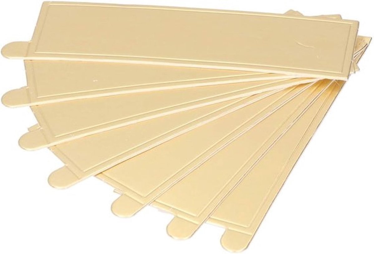 Taartbord 100 Stuks - Rechthoekig - Wegwerp - Goud Karton - 13x4cm - Geschikt voor Muffins/Koekjes - Cakeboard
