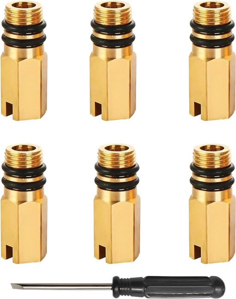 Blindstop voor M10-slang, messing, koud- en warmwaterinlaat, compatibel met warmwaterkraan, flexibele buis voor badkamer en keukenmixer (10 mm schroefdraad), 6 stuks