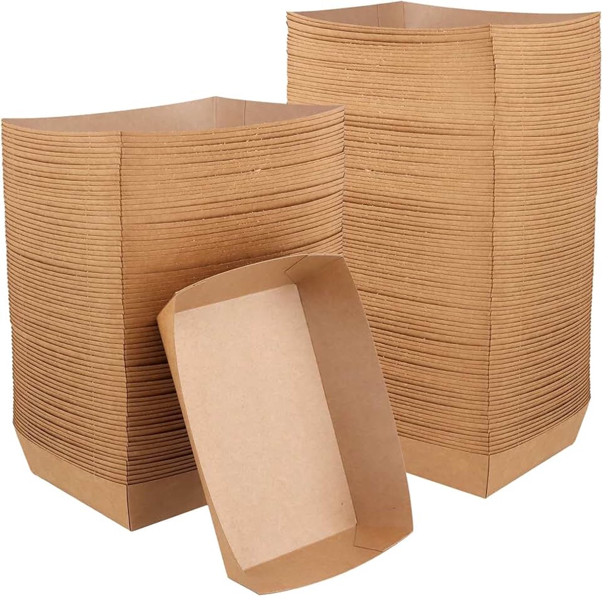 200 stuks curryworstschaal, 16 x 11 x 4 cm, bruine frietschaaltjes, fingerfood-schalen, papieren wegwerpschalen voor bruiloften, picknick, feestjes