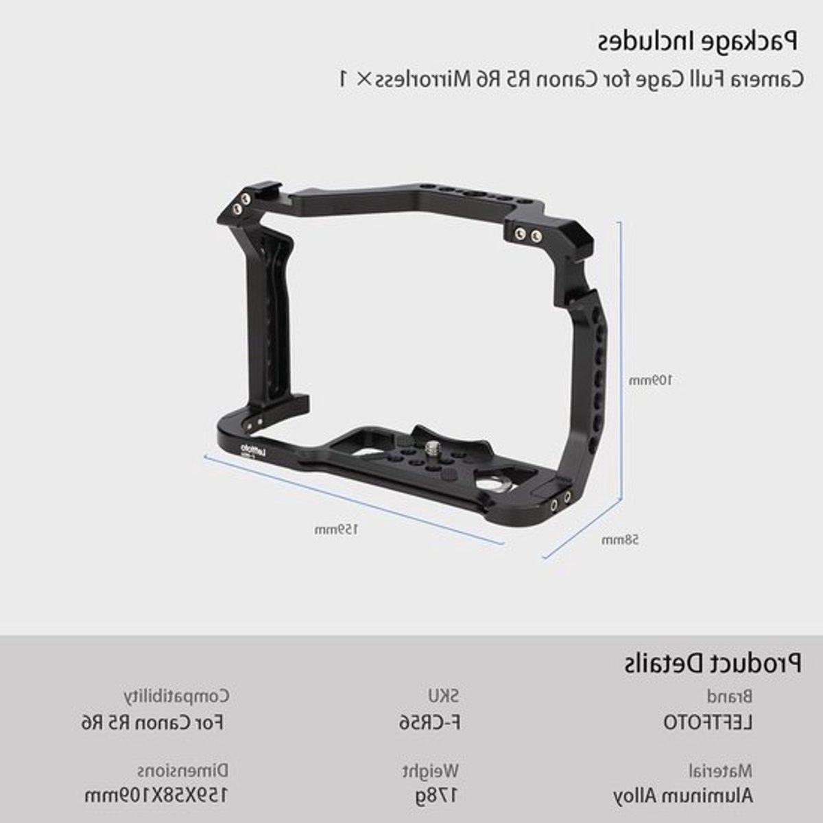 Volledige camera cage voor mirrorless camera's, uitbreidingsmontage voor microfoon en verlichting, filmmateriaal met koude-schoenbevestiging