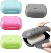 Lekvrije zeepbakjes voor op reis, 4 stuks, draagbare snoepkleurzeepbakjes, zeepbakje voor vaste zeep, zeephouder, zeepbakje voor badkamer, voor thuis, camping, badkamer, reizen