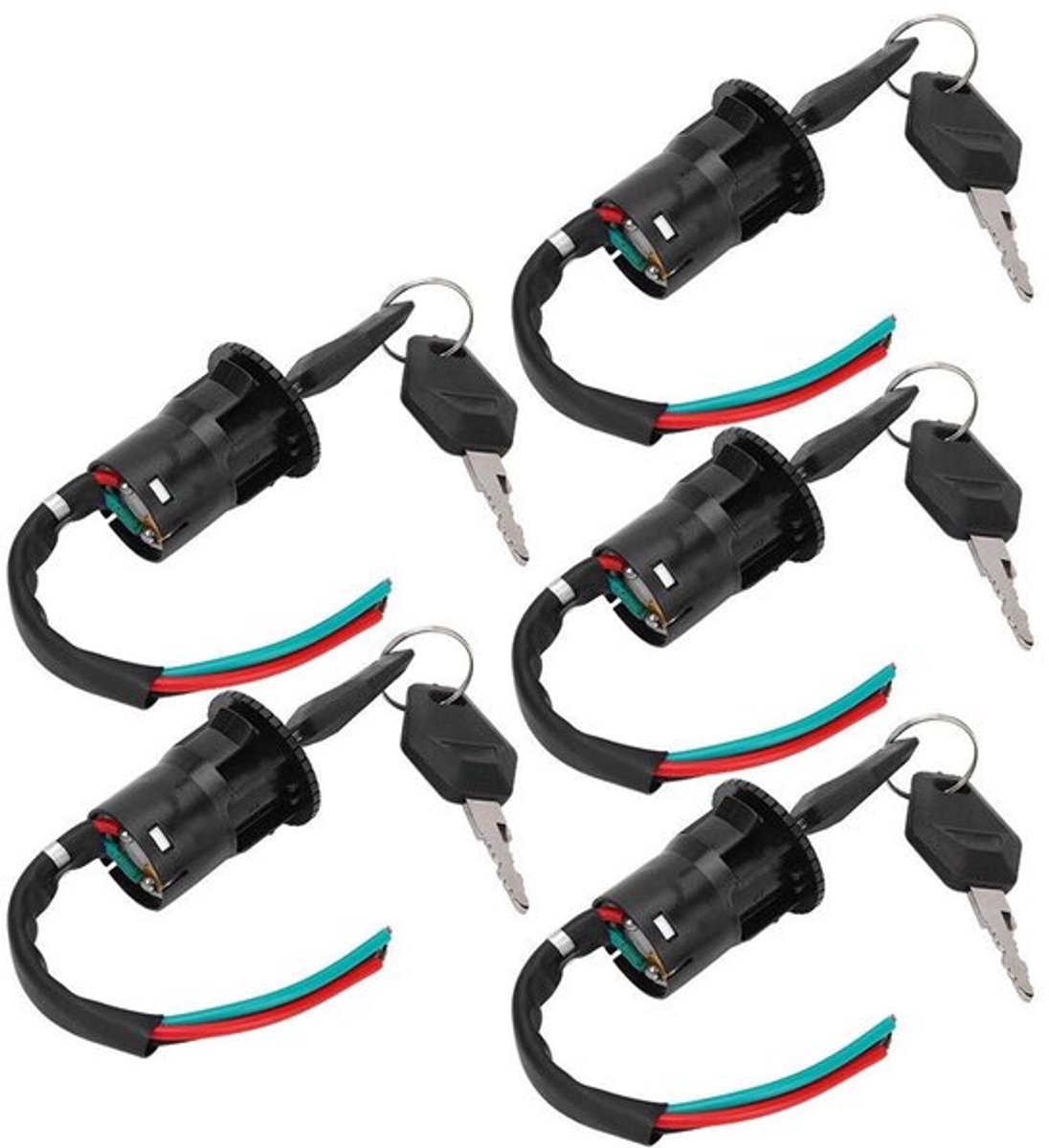 Set van 5 Contactsloten met Sleutel voor E-Bike - Elektronische Slotschakelaar met Voedingsslot en Draagbaar Elektrisch Deurslot met Twee Sleutels
