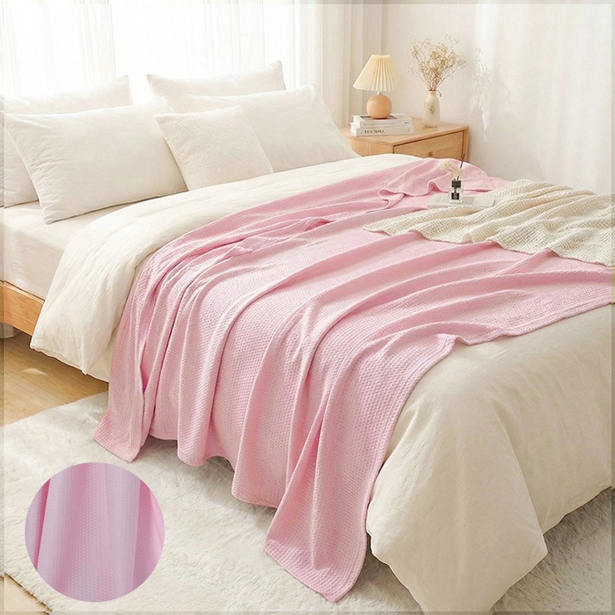 Casalora Koeldeken - 150 x 200 cm - Bamboe Zomerdeken - 100% Bamboevezel - Verkoelende Airco Deken - Ademend en Wasbaar - Roze