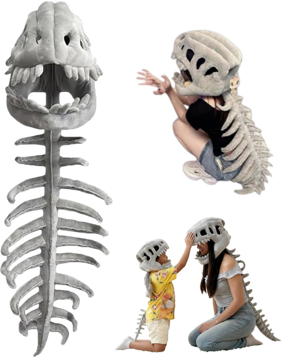 Casalora Dinosaurus Skelet Verkleden Props Kinderen - Met Geluid - Leuke Wearable Masker - Halloween Party Carnaval Cosplay Kostuums Grappige Hoofddeksels - 75CM