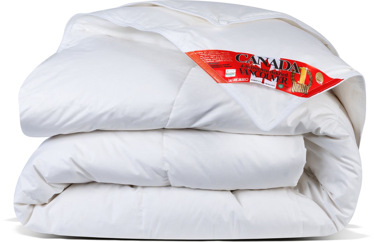 Canada Vancouver Luxe Ganzendons 4-Seizoenen Dekbed – +90% Ganzendons – 100% Katoen Batiste – Nomite & Oeko-Tex – Downpass- Tweepersoons Dekbed - Zomerdekbed & Winterdekbed - 200x220 cm