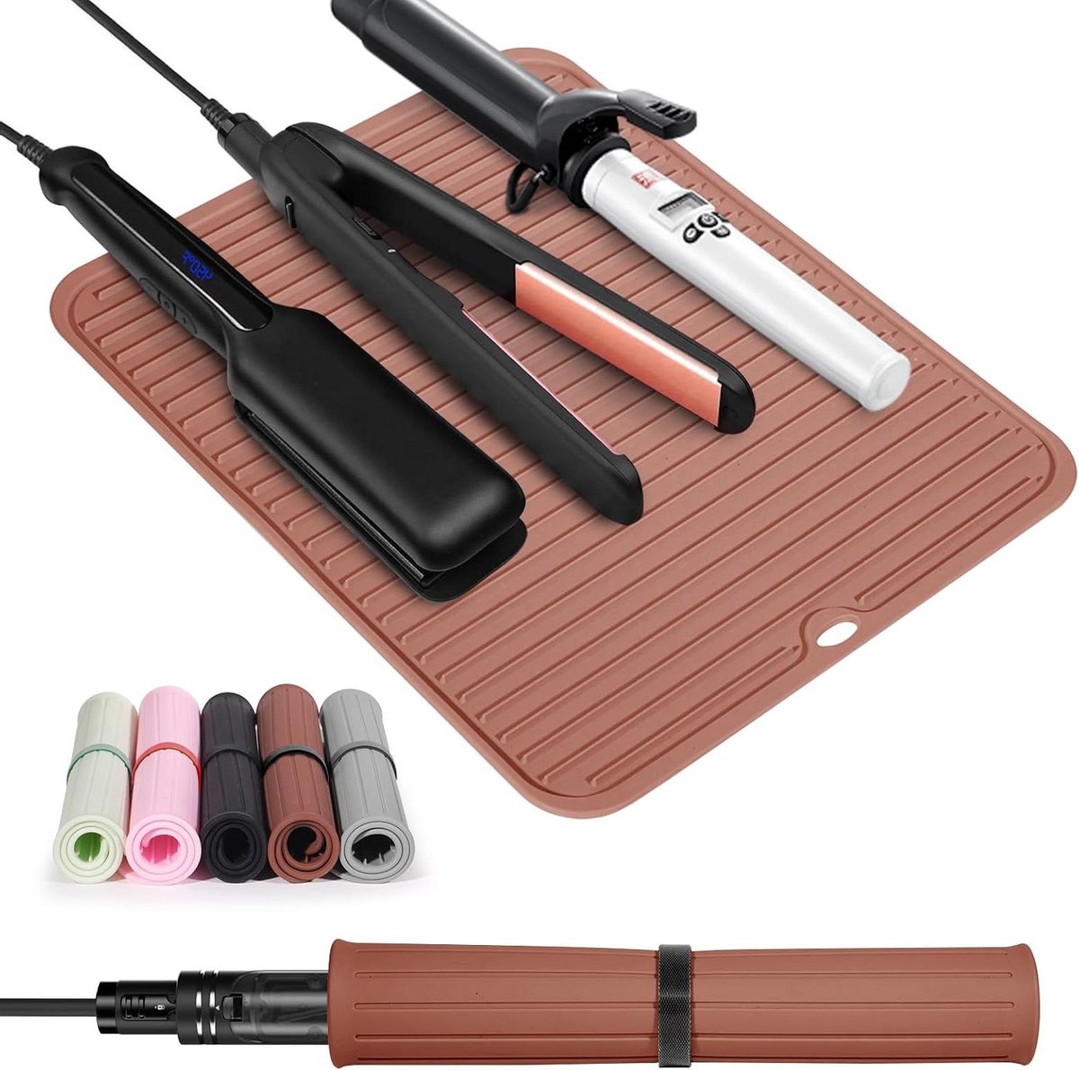 Hittebestendige Mat - Styling Mat - Haar Stylen - Extra Groot Formaat - 35 x 28 cm - Bruin