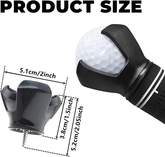 4 stuks - Golfbalvanger - Draagbare vanger - Draagbare vangklauw - Golfbalgrijper - Stabiele balvanger - Ontwerp met drie klauwen - Zwart - 5,1*5,2 cm - Geschikt voor golfputtergripbeschermers -Haalt de bal gemakkelijk van het uiteinde van de putter — afbeelding 2