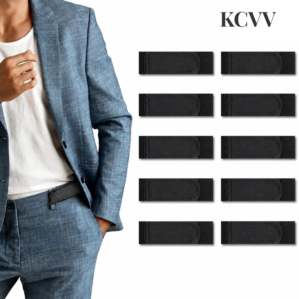 Gesploze riem heren-gesploze riem-10-delige set strapless unisex heupriemen - Verstelbare heren werkriem - Neutrale onzichtbare elastische band voor sport en reizen - Veilig op het vliegveld en snel aan te trekken - Zwart - 42 cm
