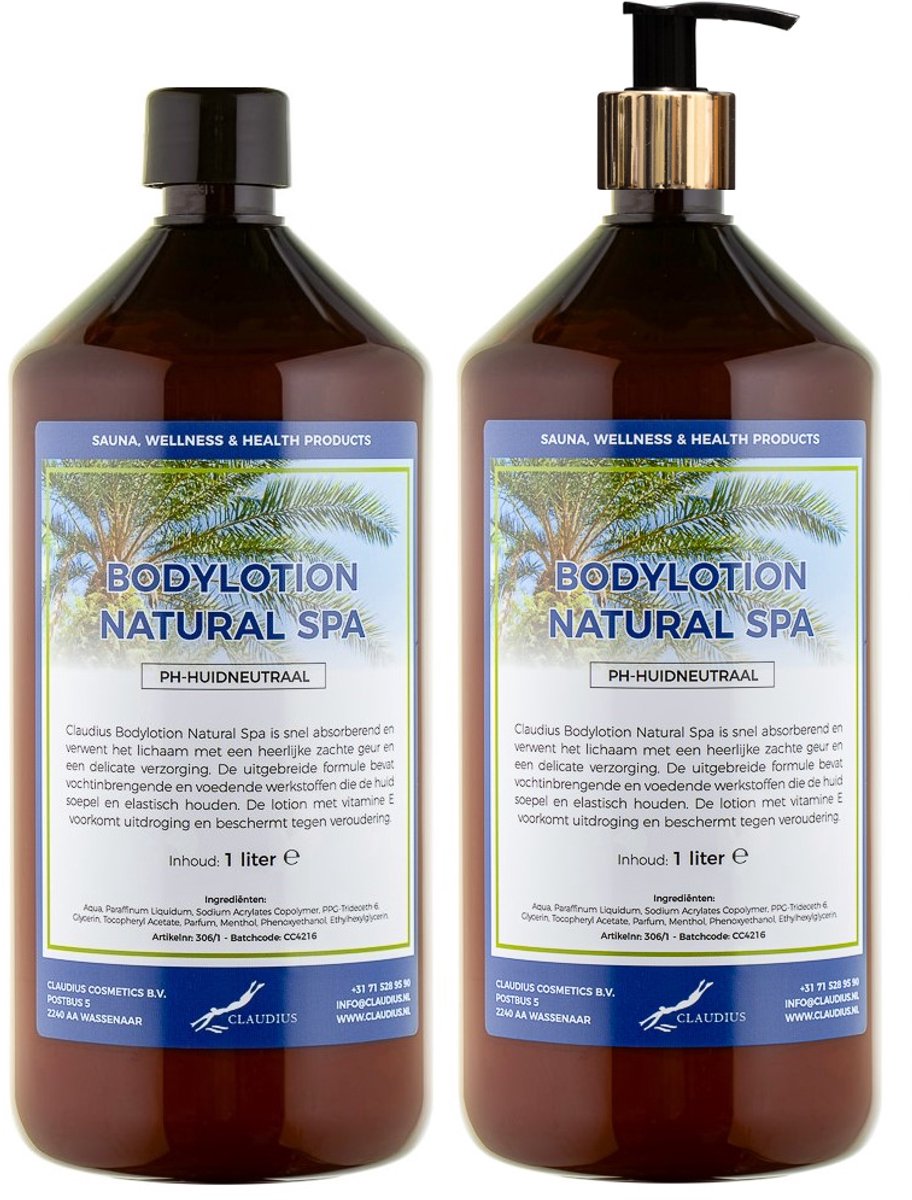 Bodylotion Natural Spa 1 Liter - met gouden pomp - set van 2 stuks