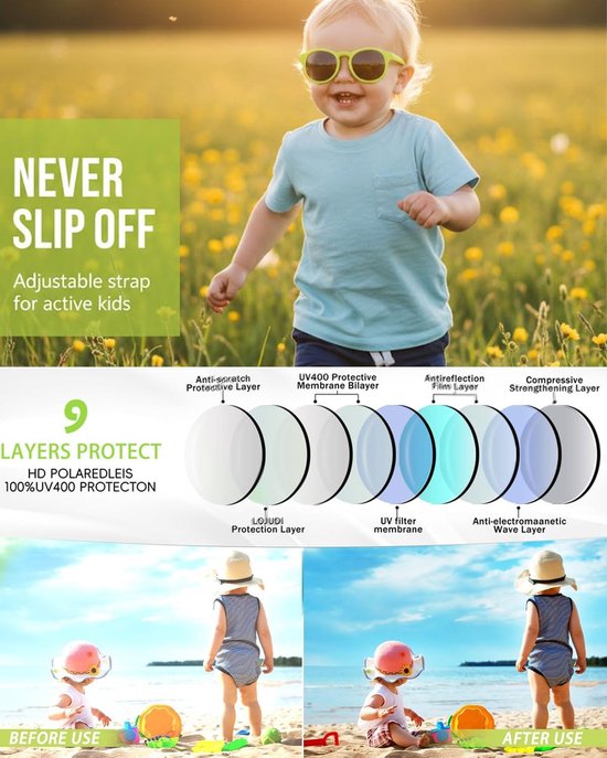 Baby Zonnebril - Kinder zonnebril - Oogbescherming buiten - Flexibel frame UV400 - 0-3 Jaar - Groen — afbeelding 5