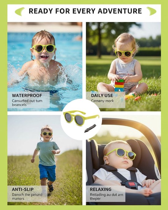 Baby Zonnebril - Kinder zonnebril - Oogbescherming buiten - Flexibel frame UV400 - 0-3 Jaar - Groen — afbeelding 4